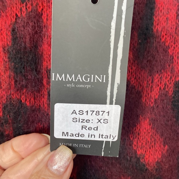 NWT Immagini Italian Sweater Red/Black Cheetah Print. Mohair, wool & acrylic - Picture 3 of 5